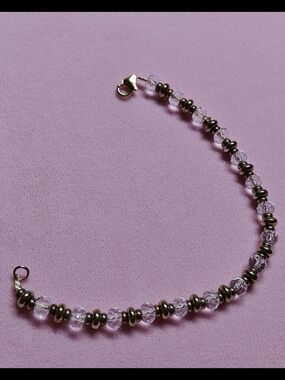 7.5in 14kt 14/20 Gold Filled Beads And Lobster Claw Crystal Quartz Bracelet